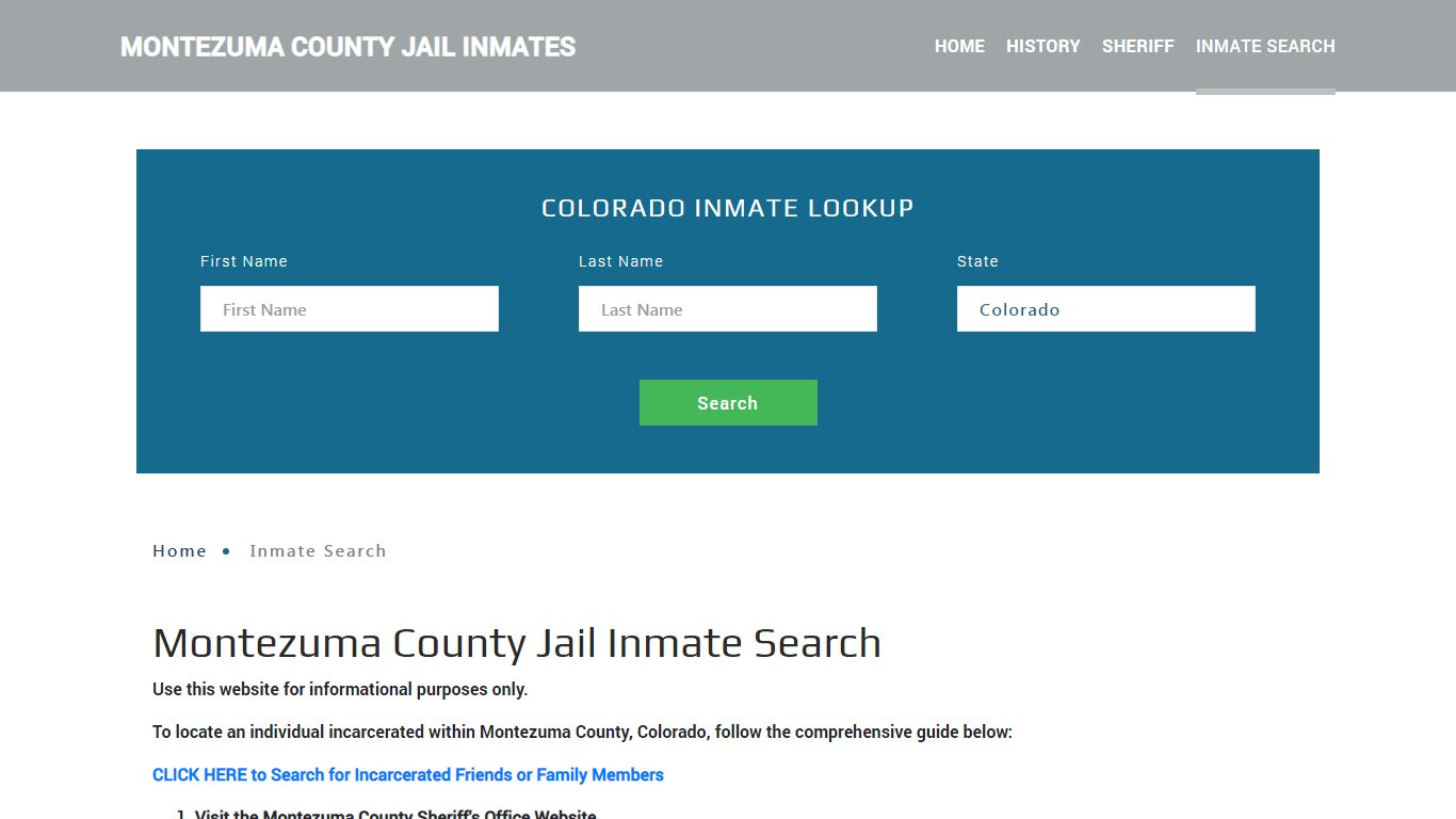 Montezuma County, CO Detainee Lookup